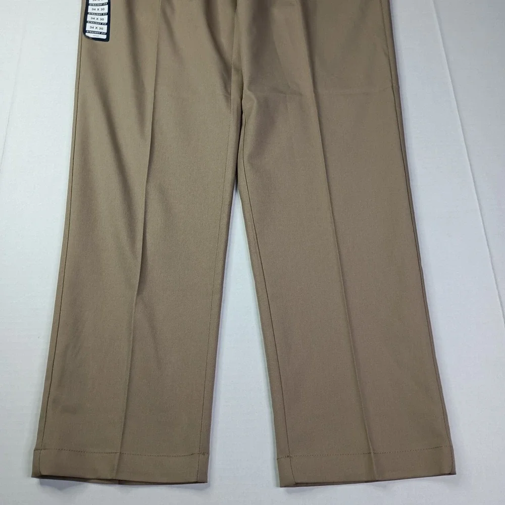Haggar Cool Right Performance Flex Straight Fit Pants Men's Size 34x30 Khaki New